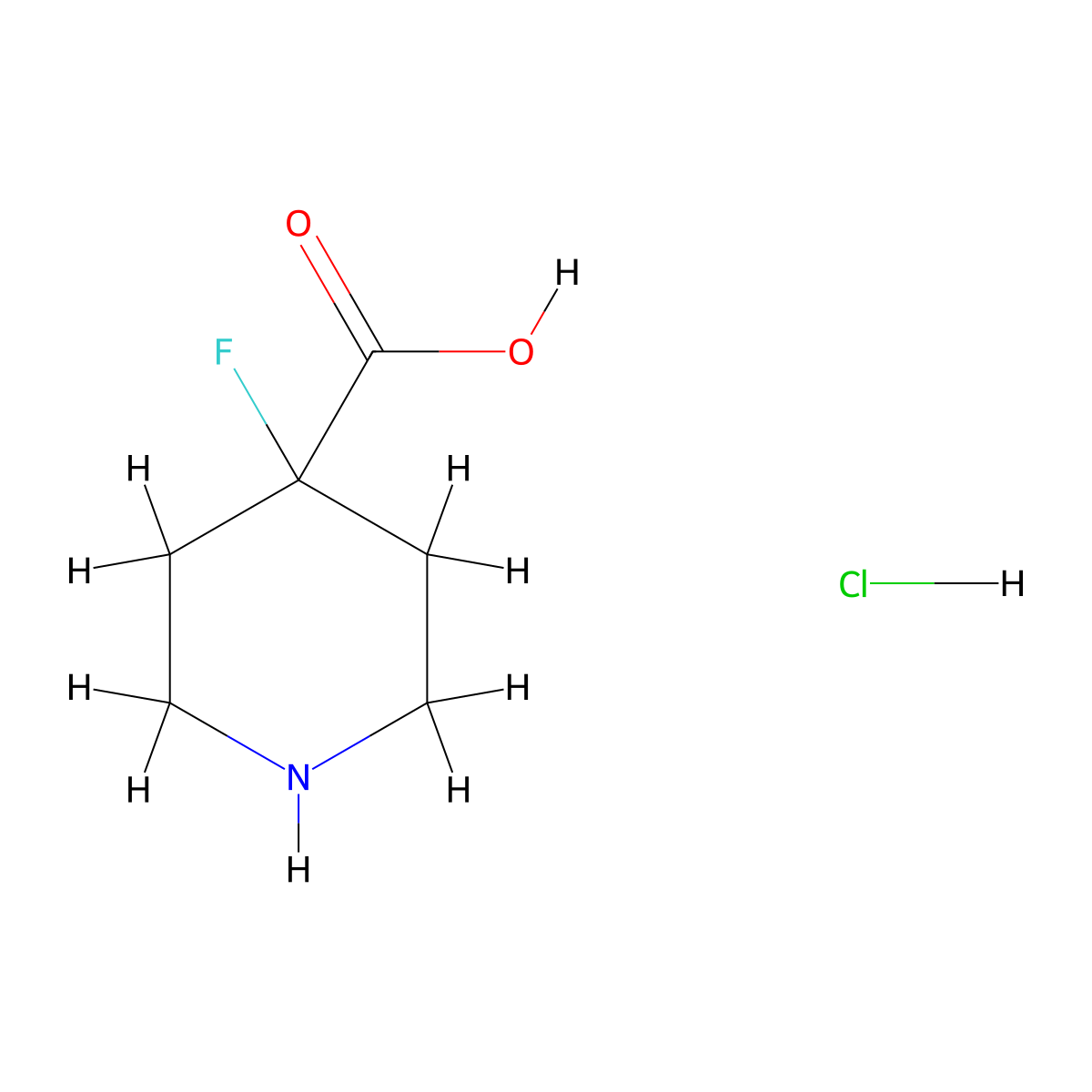 4-Fluoropiperidine-4-carboxylic acid hydrochloride molecular structure, CAS 1186663-32-0