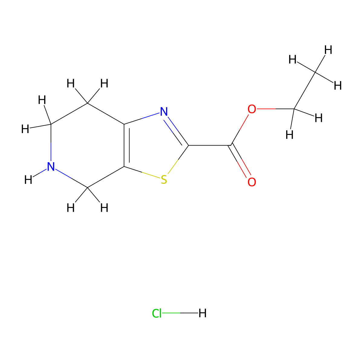 Ethyl 4,5,6,7-tetrahydrothiazolo[5,4-c]pyridine-2-carboxylate hydrochloride molecular structure, CAS 1186663-33-1