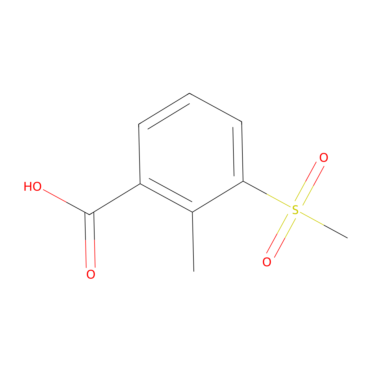 2-Methyl-3-(methylsulfonyl)benzoic acid molecular structure, CAS 1186663-49-9