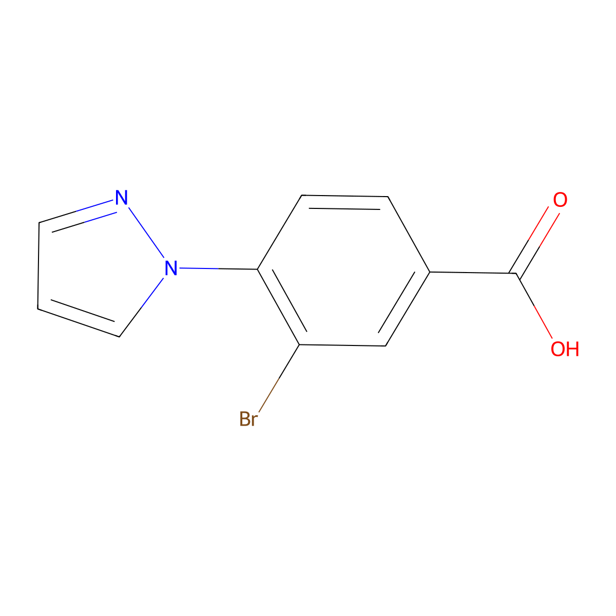 3-Bromo-4-(1H-pyrazol-1-YL)benzoic acid molecular structure, CAS 1186663-57-9