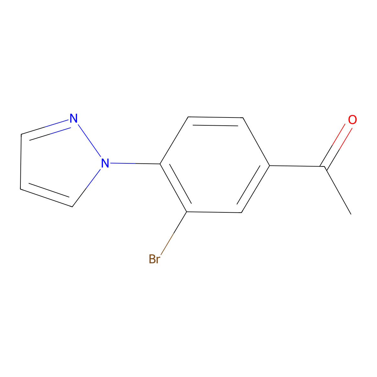 3'-Bromo-4'-(1-pyrazolyl)acetophenone molecular structure, CAS 1186663-58-0