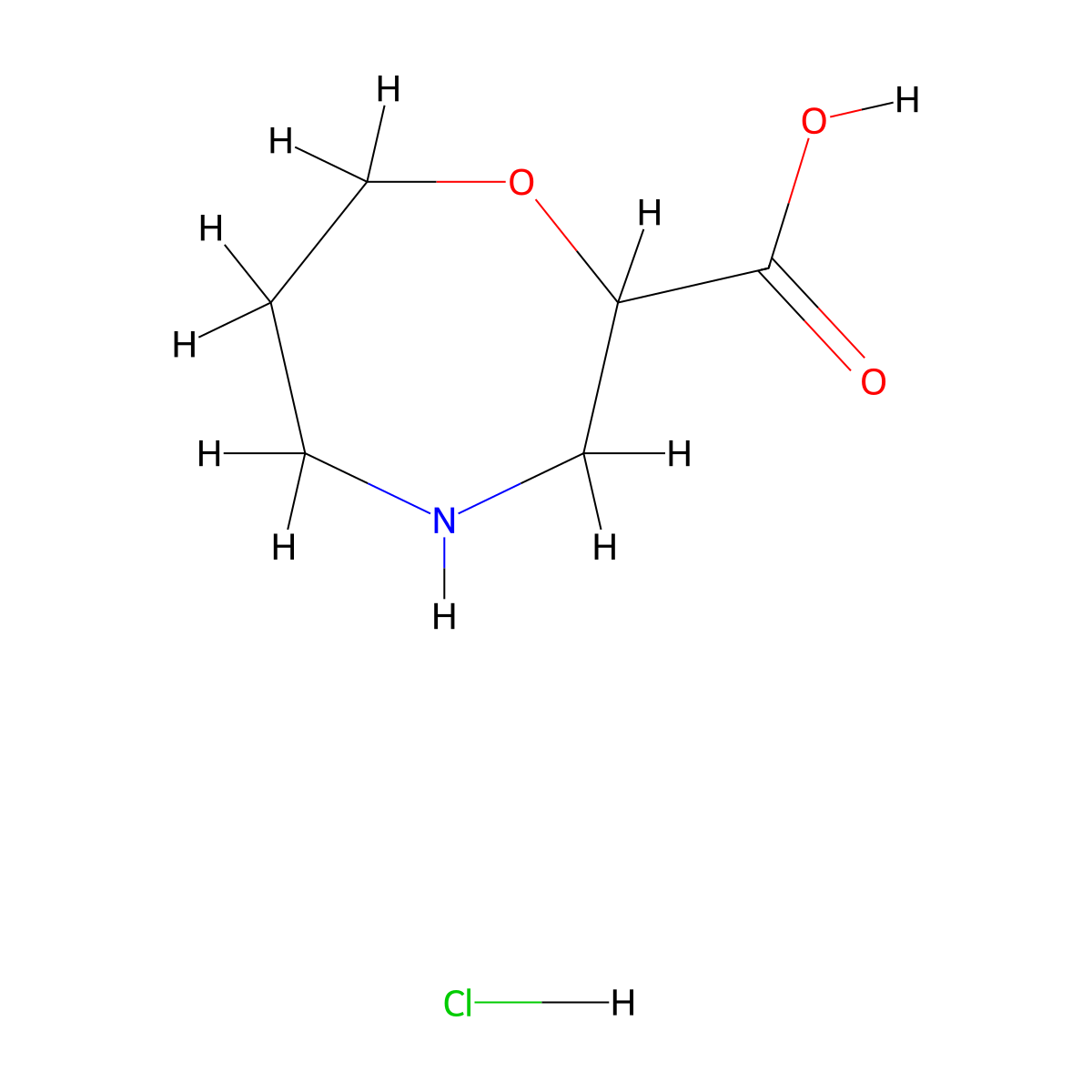 1,4-Oxazepane-2-carboxylic acid hydrochloride molecular structure, CAS 1186663-62-6
