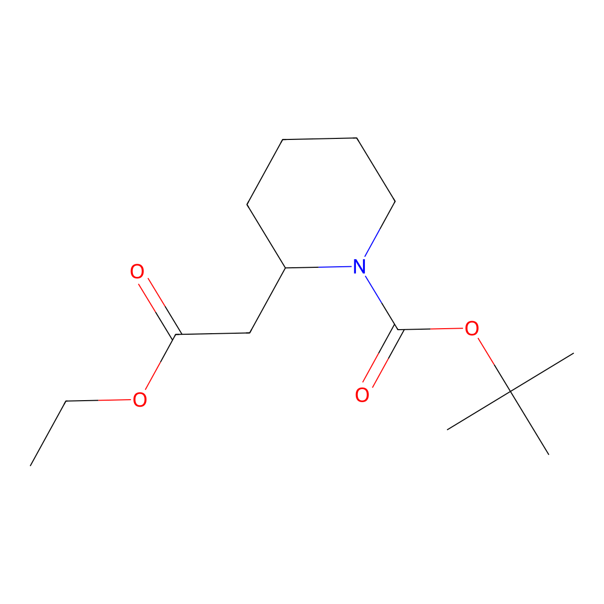 tert-Butyl 2-(2-ethoxy-2-oxoethyl)piperidine-1-carboxylate molecular structure, CAS 118667-62-2