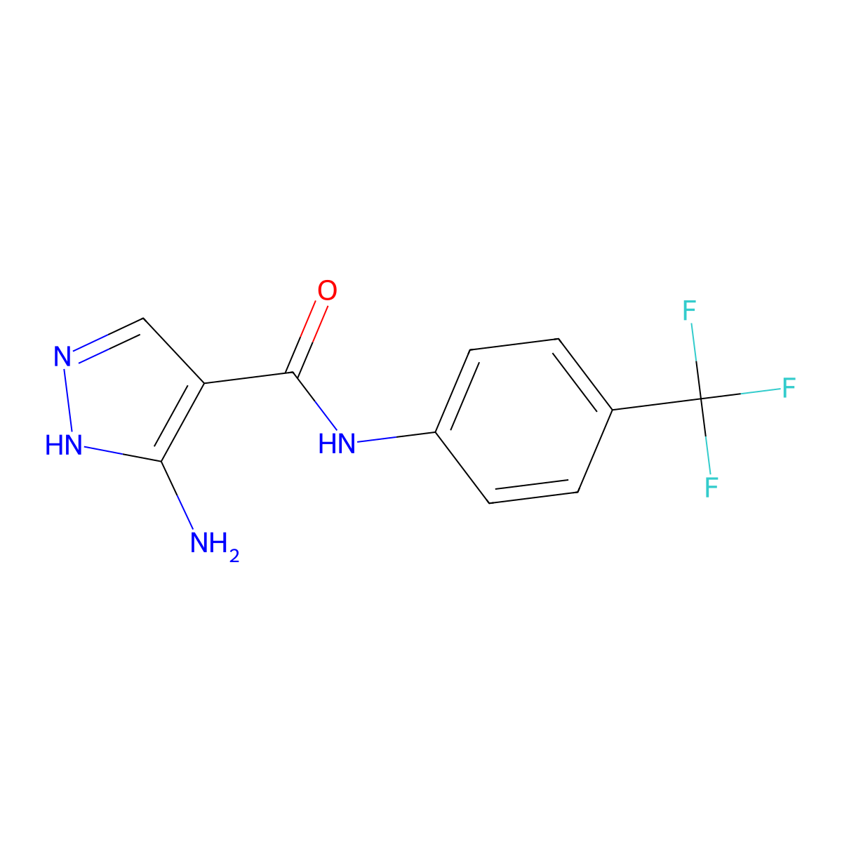 5-amino-N-[4-(trifluoromethyl)phenyl]-1H-pyrazole-4-carboxamide molecular structure, CAS 1186833-12-4