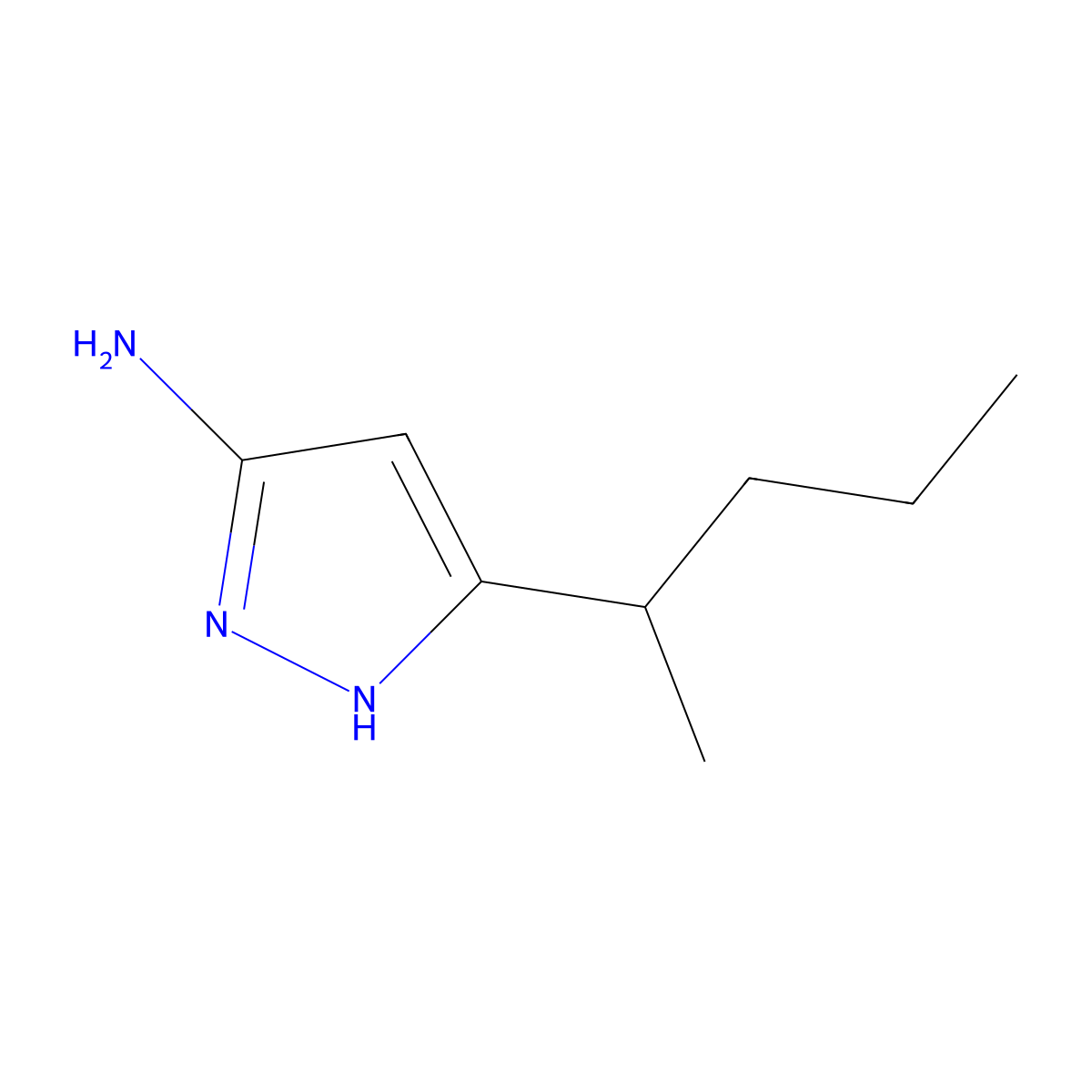 3-(pentan-2-yl)-1H-pyrazol-5-amine molecular structure, CAS 1186843-92-4