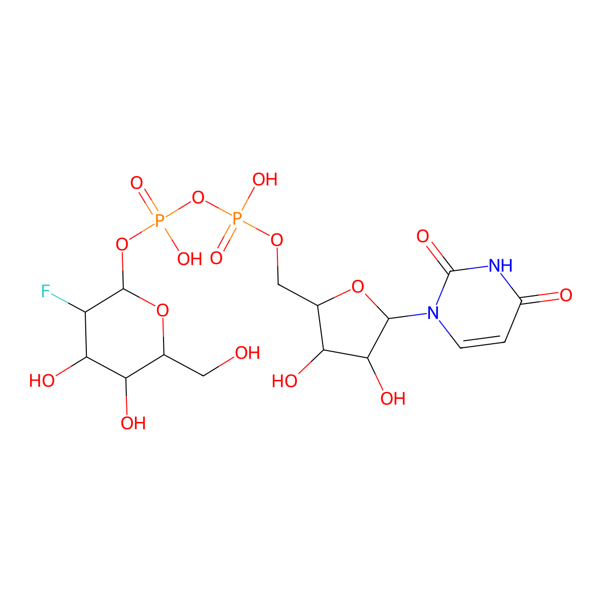 Uridine-5'-diphosphate-2-deoxy-2-fluorogalactose molecular structure, CAS 118694-15-8