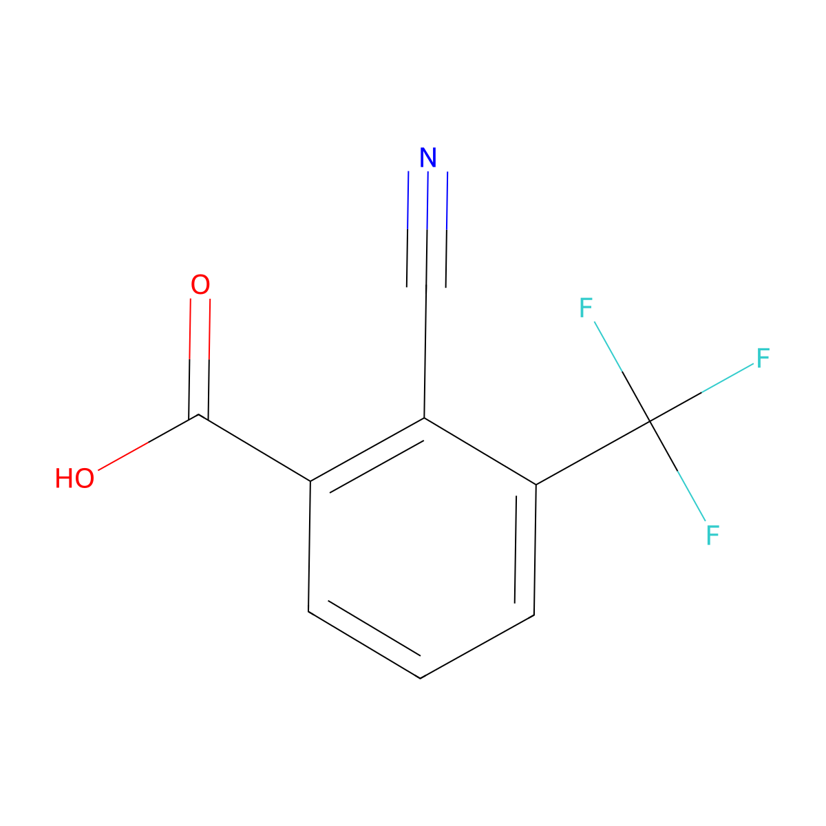 2-Cyano-3-(trifluoromethyl)benzoic acid molecular structure, CAS 1187013-55-3
