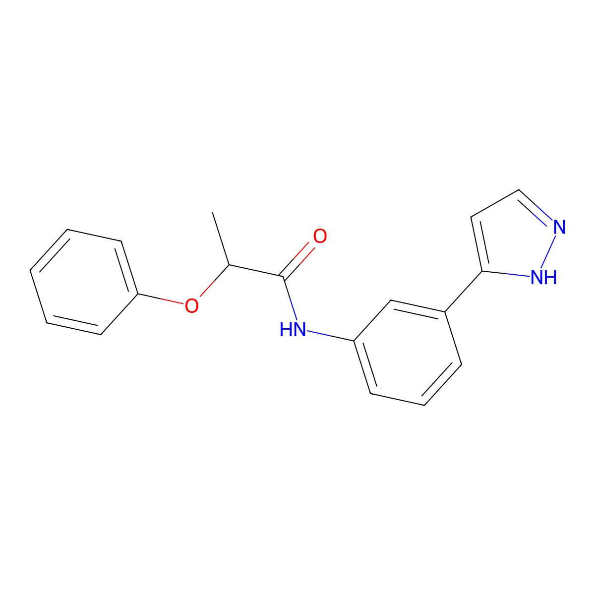 2-phenoxy-N-[3-(1H-pyrazol-5-yl)phenyl]propanamide molecular structure, CAS 1187015-21-9