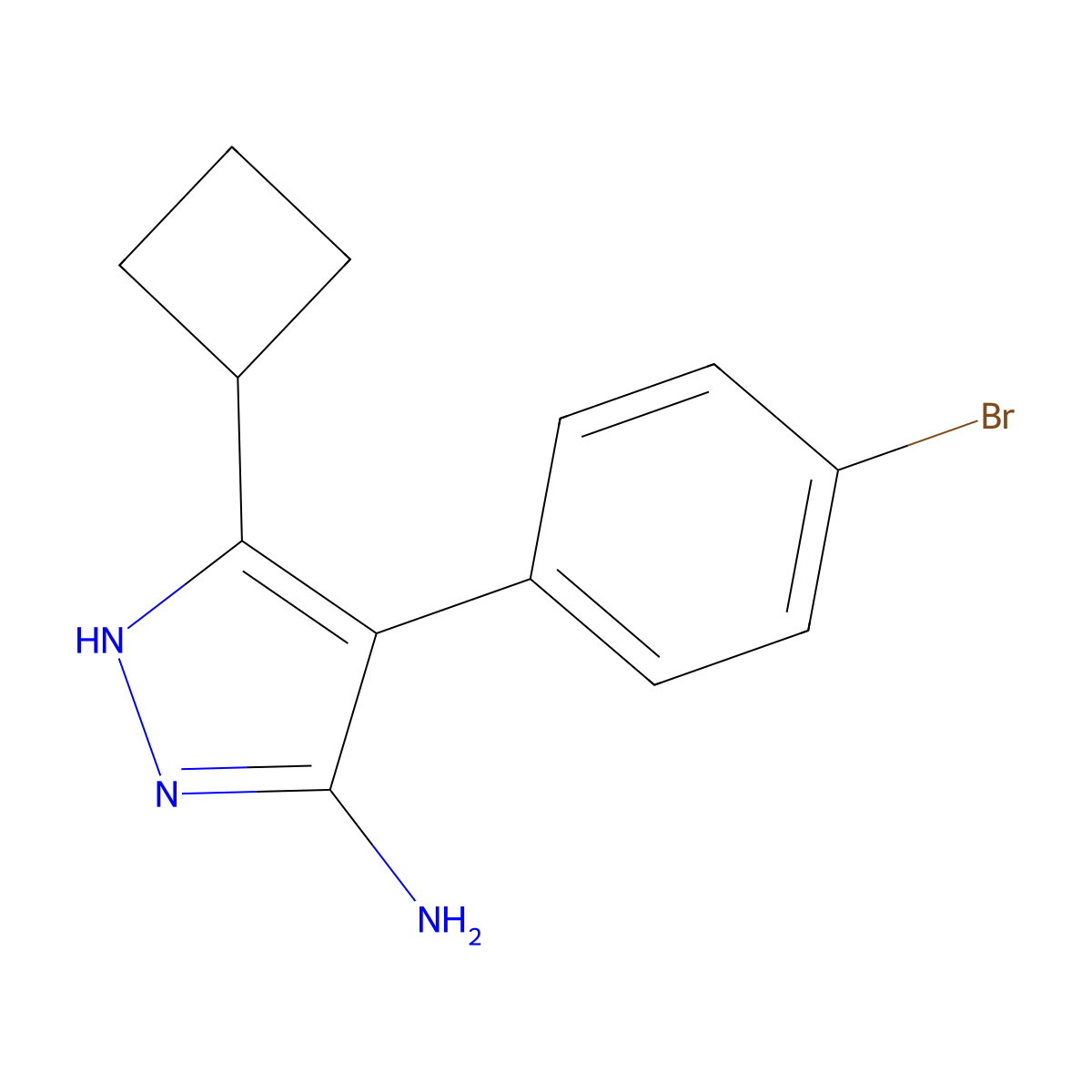4-(4-Bromophenyl)-3-cyclobutyl-1h-pyrazol-5-amine molecular structure, CAS 1187015-32-2