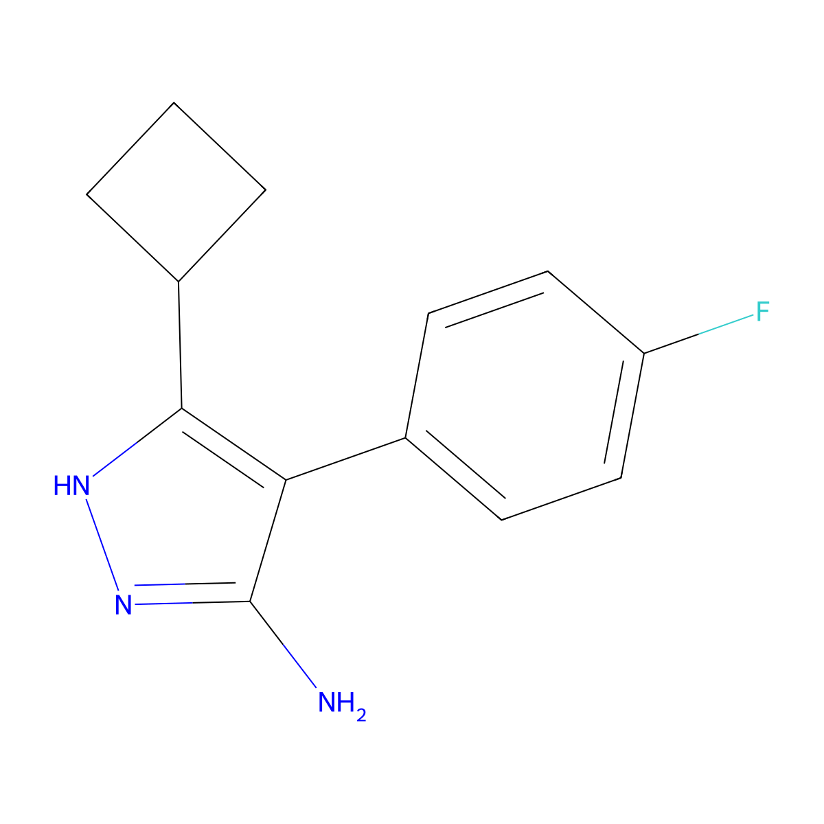 3-Cyclobutyl-4-(4-fluorophenyl)-1h-pyrazol-5-amine molecular structure, CAS 1187015-39-9