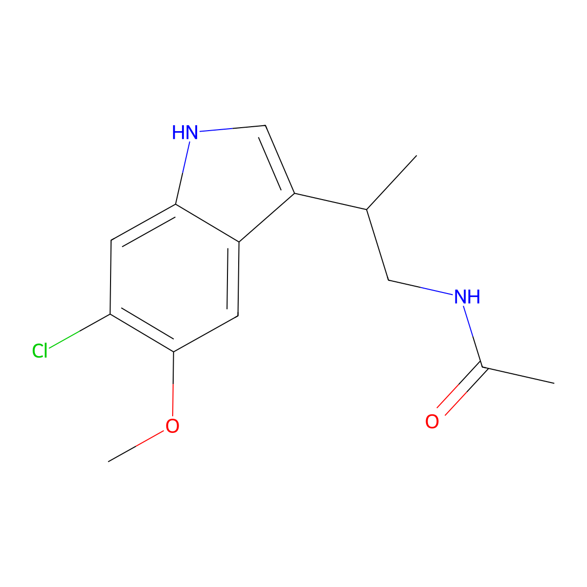 N-((2R)-2-(6-Chloro-5-methoxy-1H-indol-3-yl)propyl)acetamide molecular structure, CAS 118702-11-7