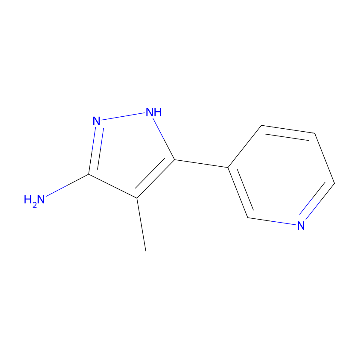 4-methyl-5-(pyridin-3-yl)-1H-pyrazol-3-amine molecular structure, CAS 1187027-00-4