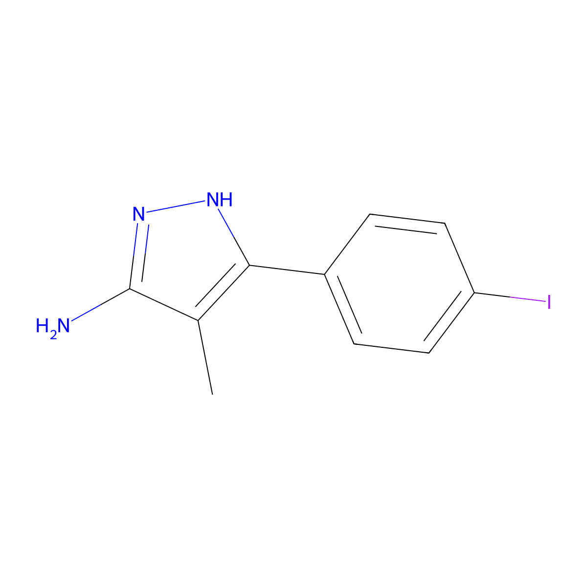 3-(4-Iodophenyl)-4-methyl-1H-pyrazol-5-amine molecular structure, CAS 1187027-02-6