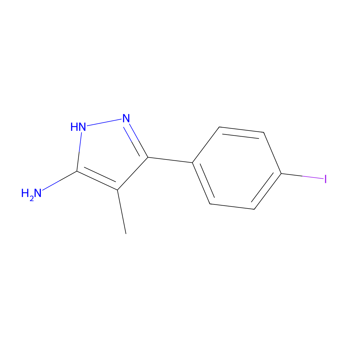 3-(4-Iodophenyl)-4-methyl-1H-pyrazol-5-amine molecular structure, CAS 1187027-02-6