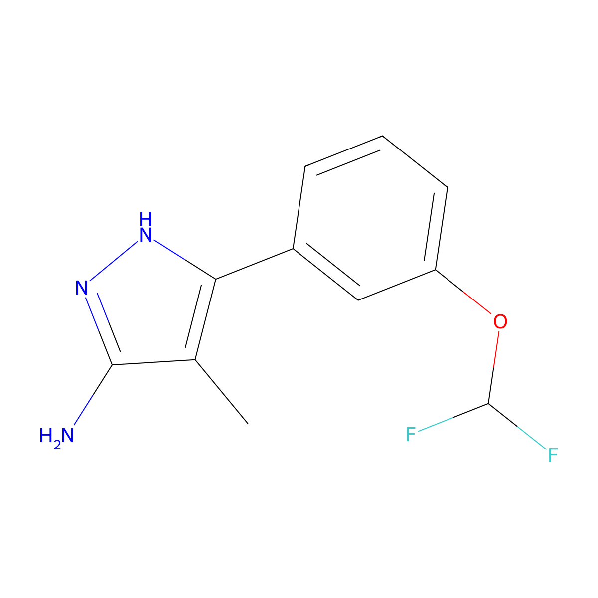 3-[3-(difluoromethoxy)phenyl]-4-methyl-1H-pyrazol-5-amine molecular structure, CAS 1187027-03-7