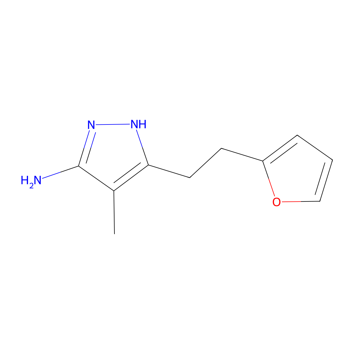 3-[2-(Furan-2-YL)ethyl]-4-methyl-1H-pyrazol-5-amine molecular structure, CAS 1187027-09-3