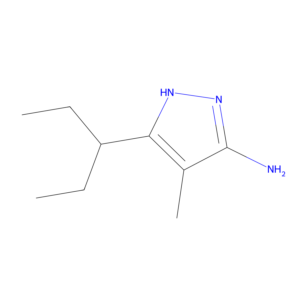4-Methyl-3-(pentan-3-YL)-1H-pyrazol-5-amine molecular structure, CAS 1187027-12-8