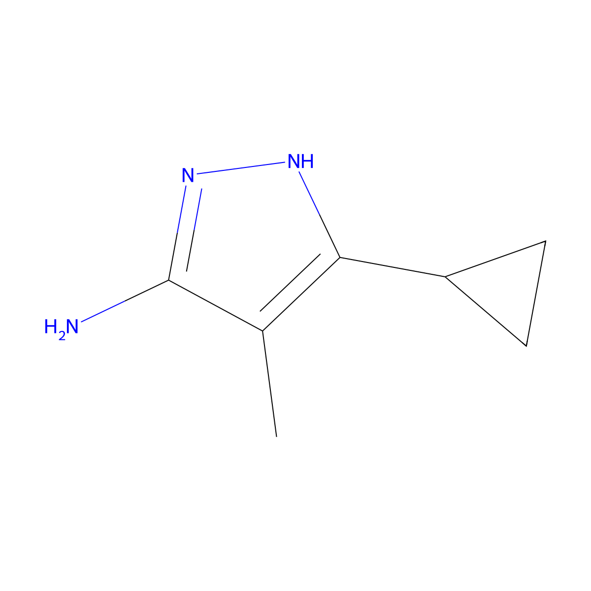 3-cyclopropyl-4-methyl-1H-pyrazol-5-amine molecular structure, CAS 1187027-13-9