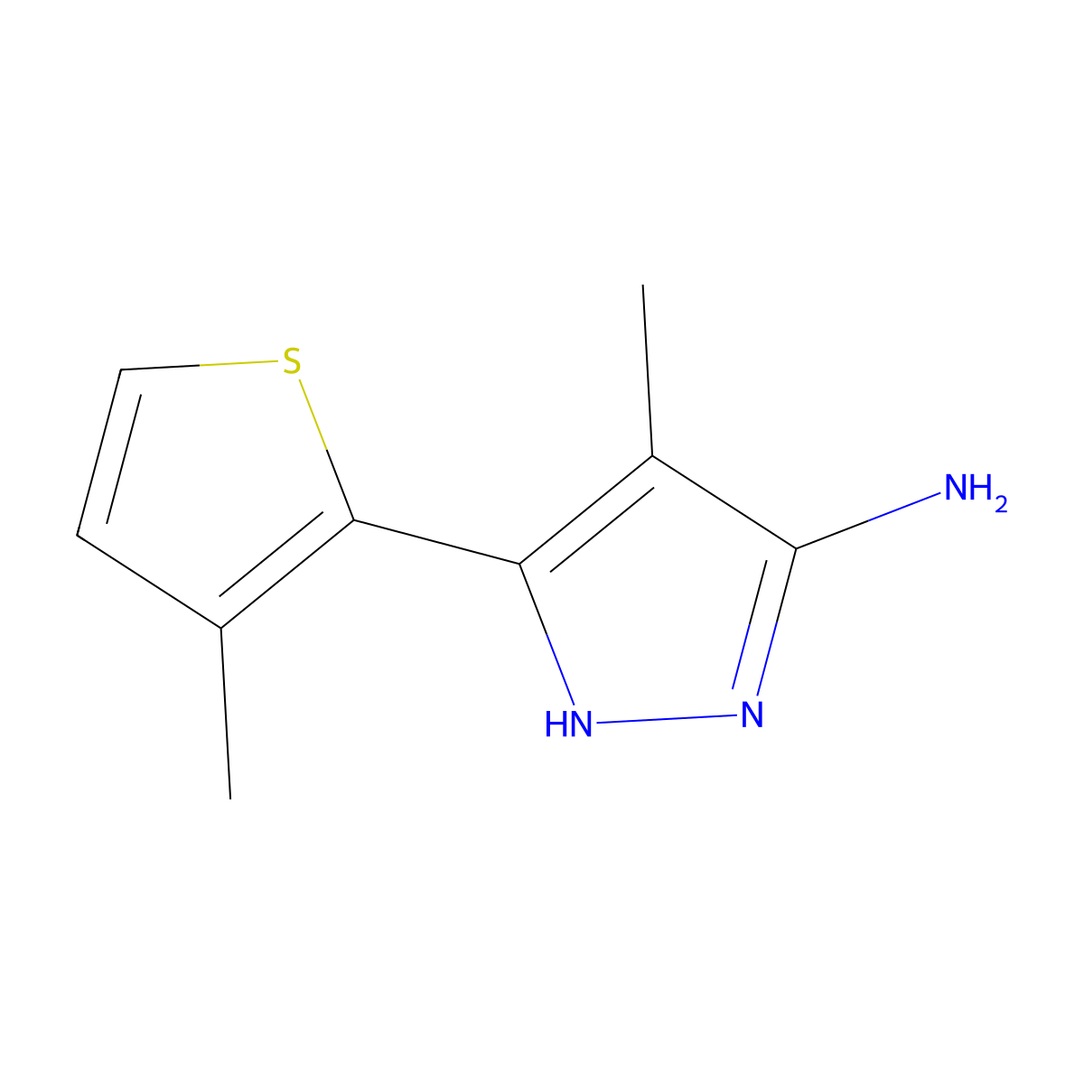4-Methyl-3-(3-methylthiophen-2-YL)-1H-pyrazol-5-amine molecular structure, CAS 1187027-19-5