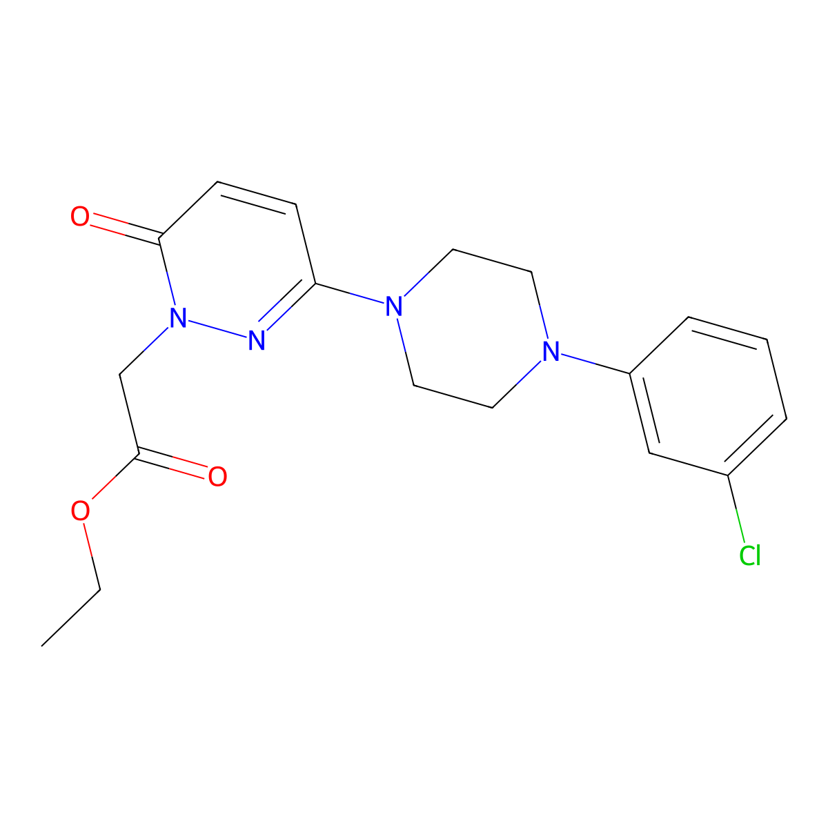 ethyl {3-[4-(3-chlorophenyl)piperazin-1-yl]-6-oxopyridazin-1(6H)-yl}acetate molecular structure, CAS 1187037-89-3