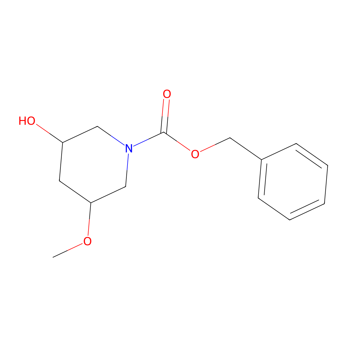 benzyl (3R,5R)-3-hydroxy-5-methoxypiperidine-1-carboxylate molecular structure, CAS 1187055-48-6
