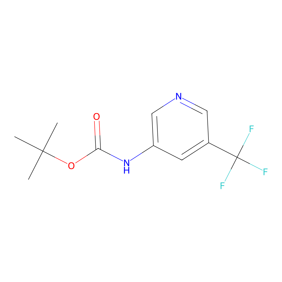tert-butyl N-(5-(trifluoromethyl)pyridin-3-yl)carbamate molecular structure, CAS 1187055-61-3