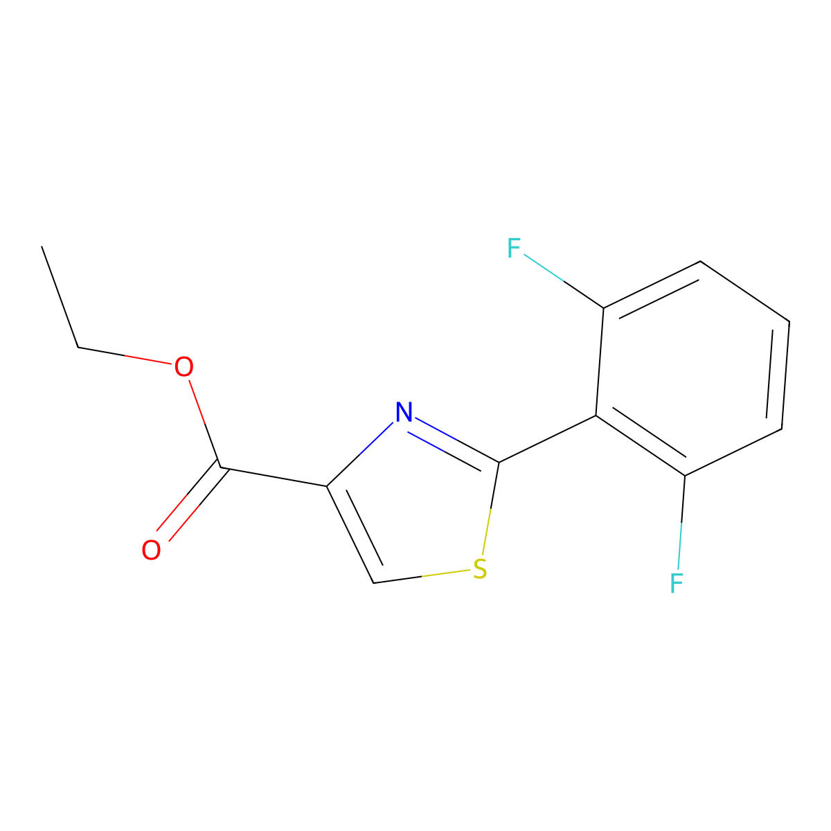 Ethyl 2-(2,6-difluorophenyl)thiazole-4-carboxylate molecular structure, CAS 1187056-38-7