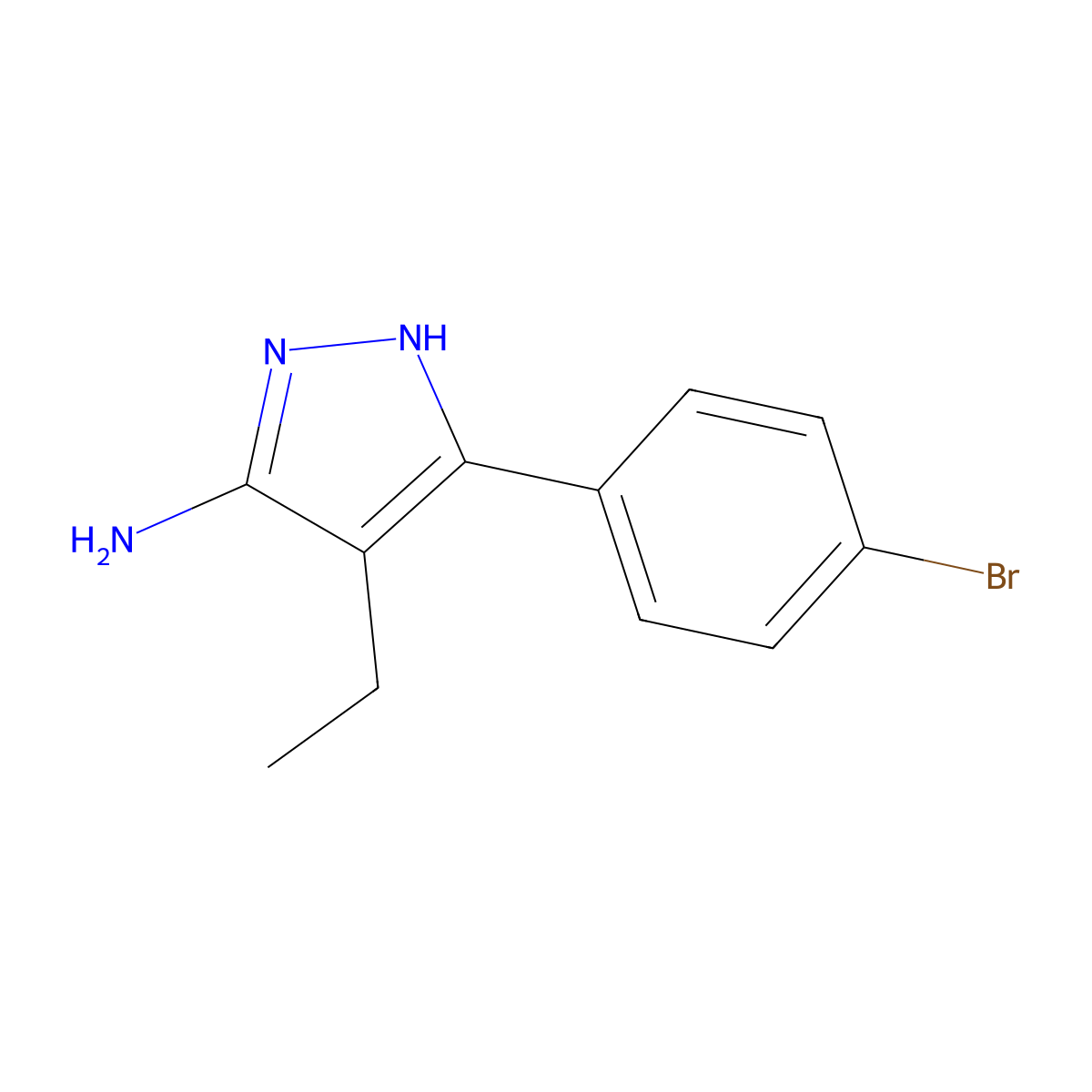 3-(4-bromophenyl)-4-ethyl-1H-pyrazol-5-amine molecular structure, CAS 1187057-46-0