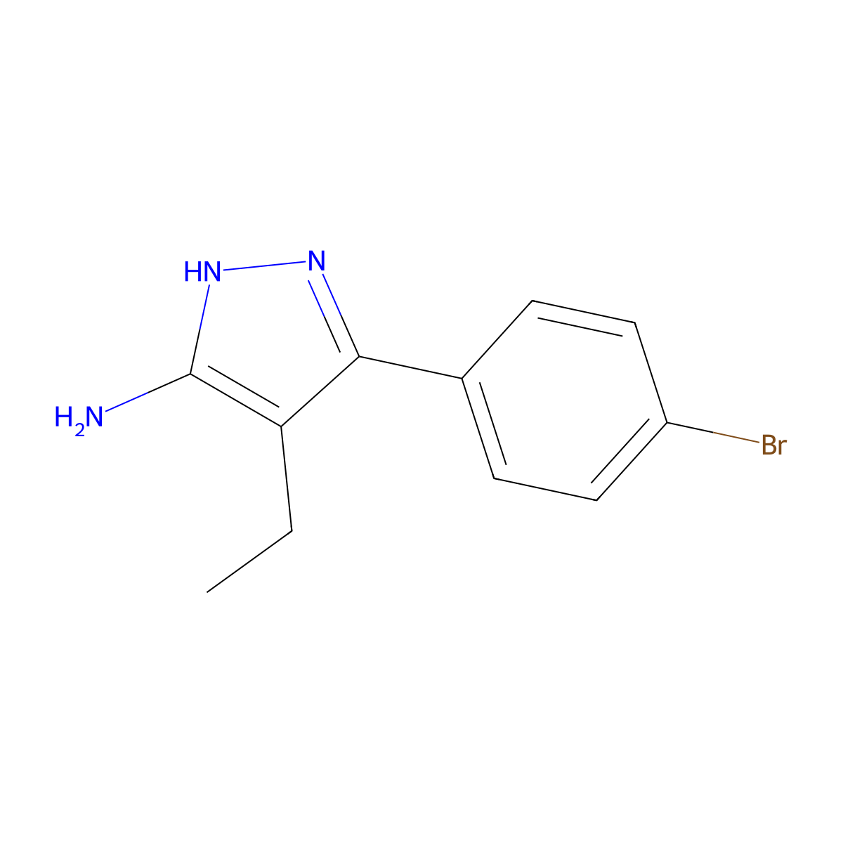3-(4-bromophenyl)-4-ethyl-1H-pyrazol-5-amine molecular structure, CAS 1187057-46-0