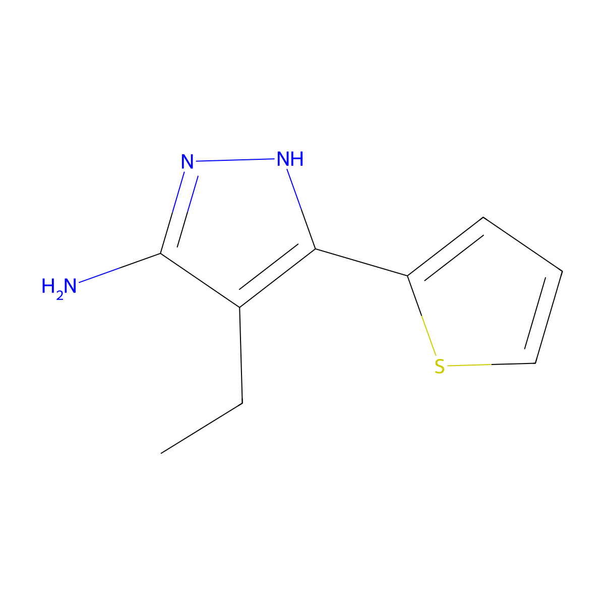 4-Ethyl-3-(thiophen-2-YL)-1H-pyrazol-5-amine molecular structure, CAS 1187057-51-7
