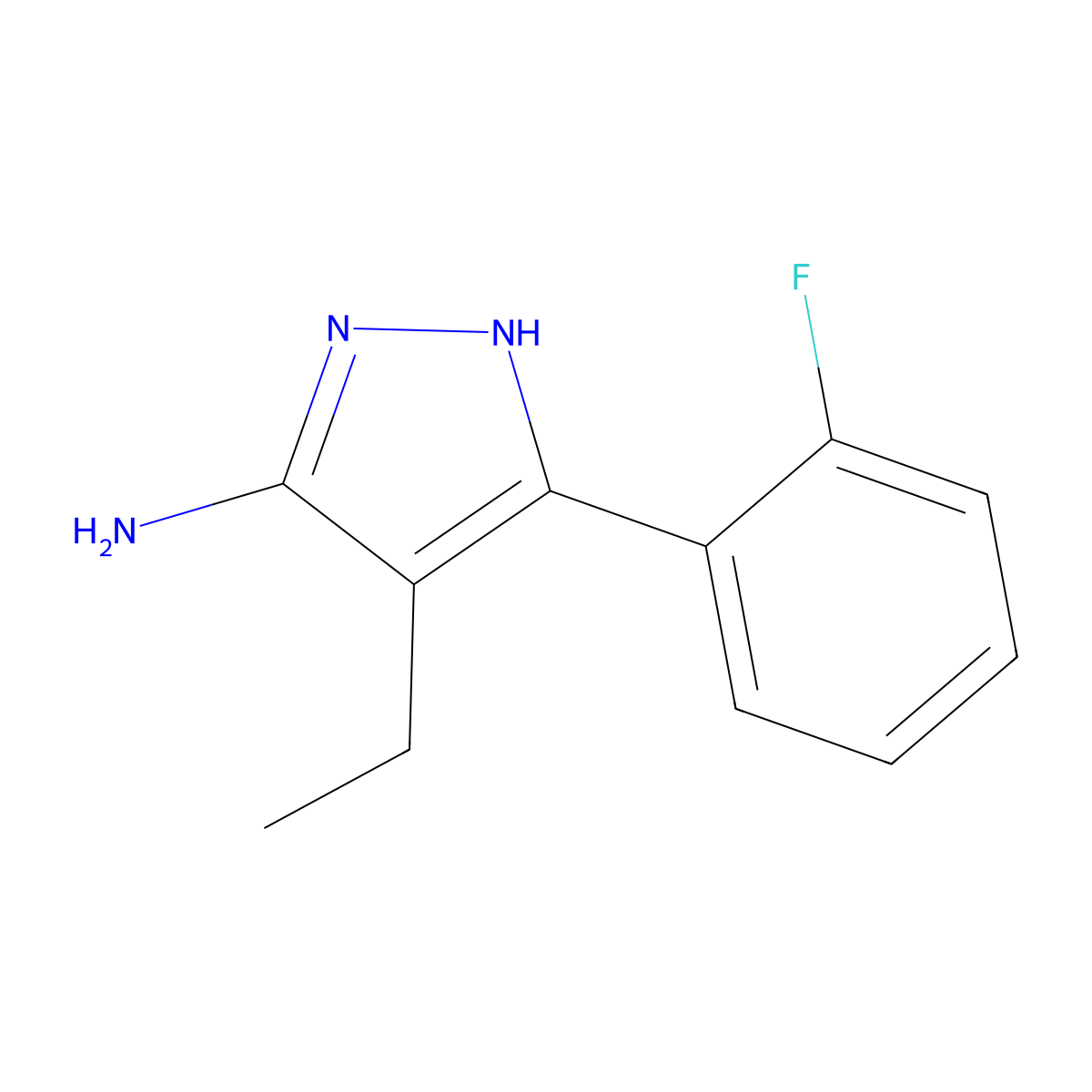 4-Ethyl-3-(2-fluorophenyl)-1h-pyrazol-5-amine molecular structure, CAS 1187057-58-4