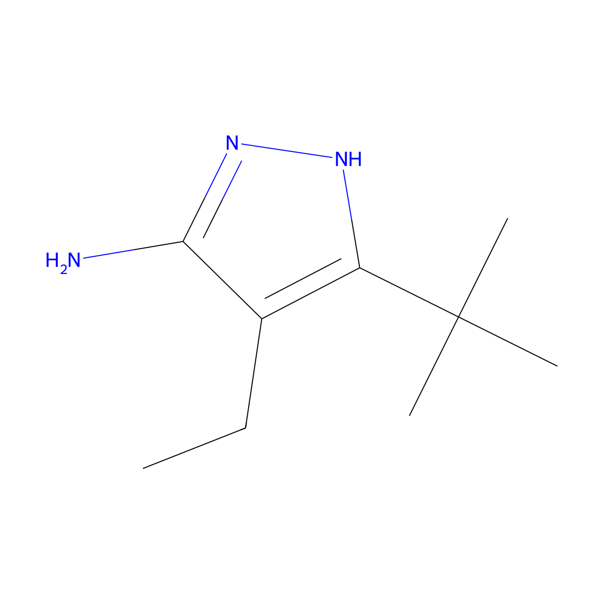 3-Tert-butyl-4-ethyl-1H-pyrazol-5-amine molecular structure, CAS 1187057-81-3