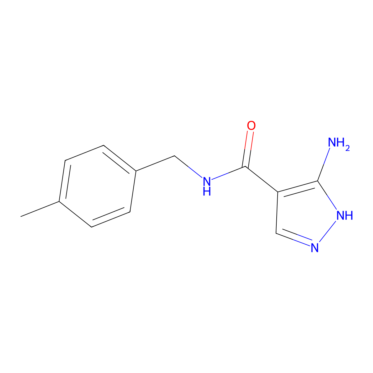 5-amino-N-[(4-methylphenyl)methyl]-1H-pyrazole-4-carboxamide molecular structure, CAS 1187064-56-7