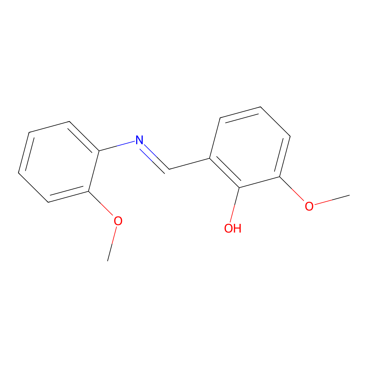 2-methoxy-6-{(E)-[(2-methoxyphenyl)imino]methyl}phenol molecular structure, CAS 1187067-82-8