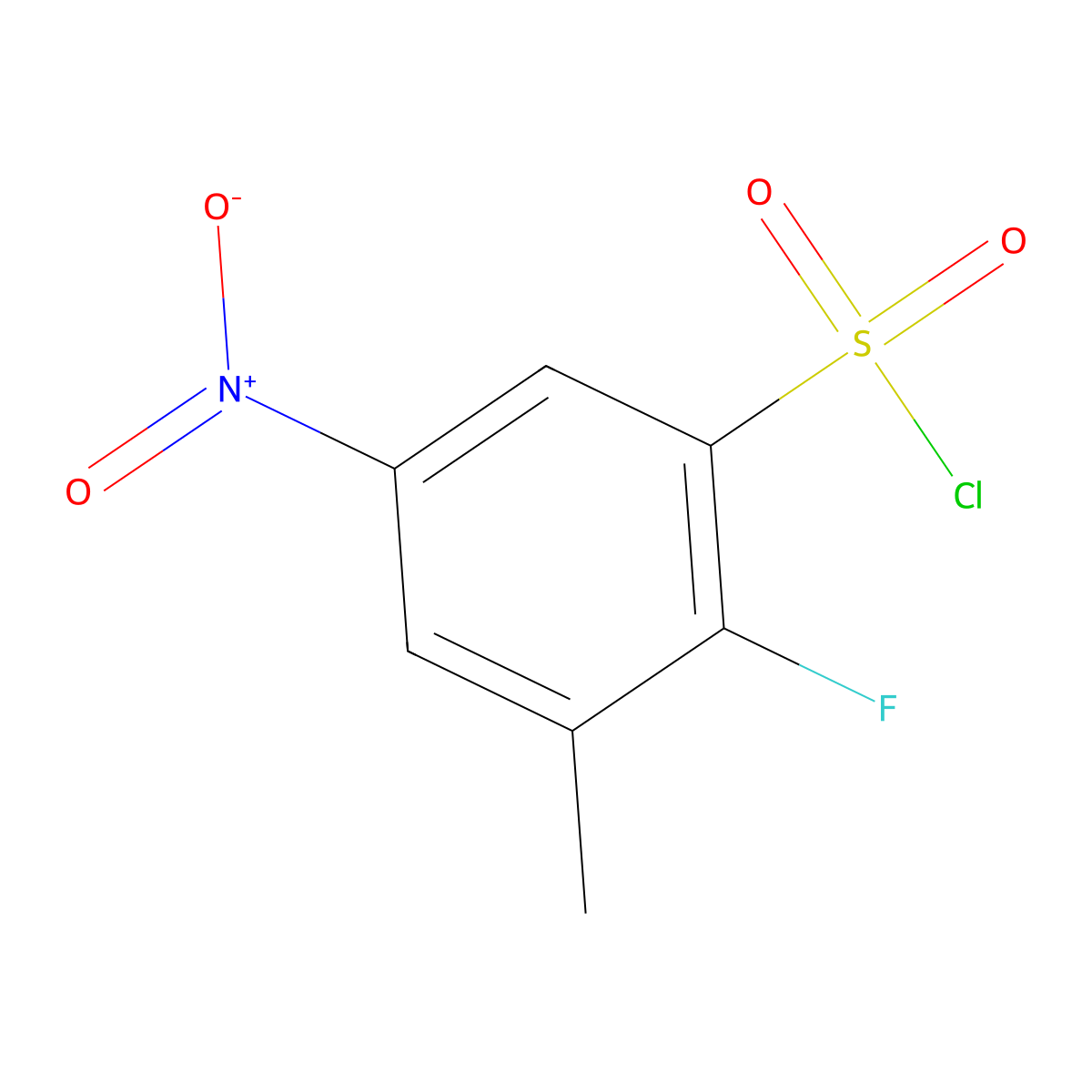 2-Fluoro-3-methyl-5-nitrobenzene-1-sulfonyl chloride molecular structure, CAS 1187082-98-9