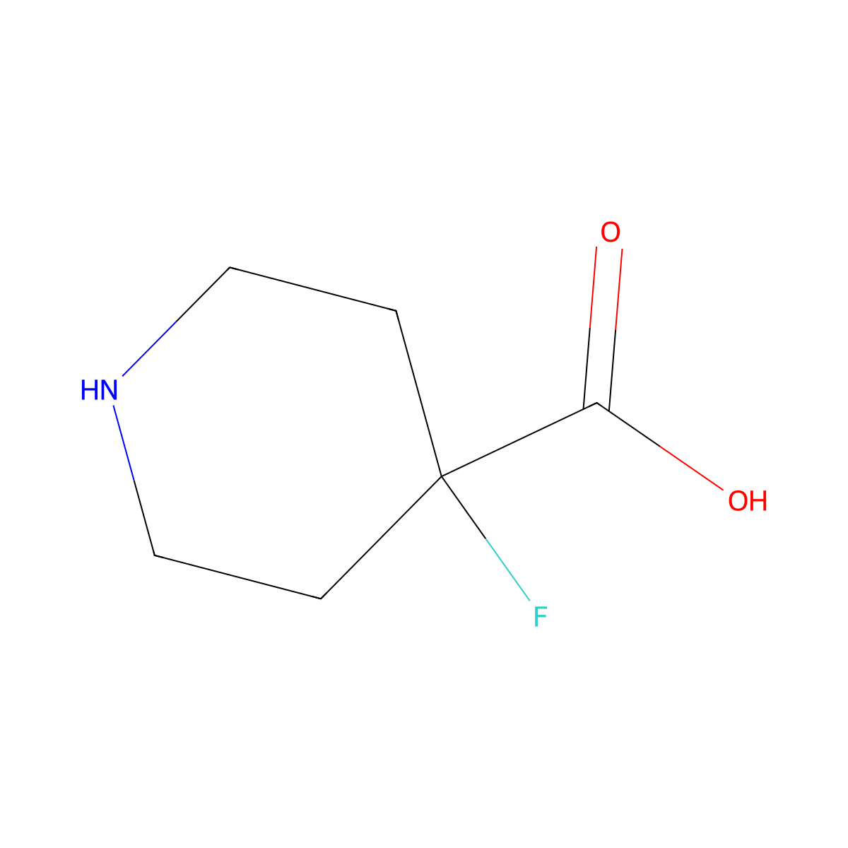 4-Fluoropiperidine-4-carboxylic acid molecular structure, CAS 1187087-08-6