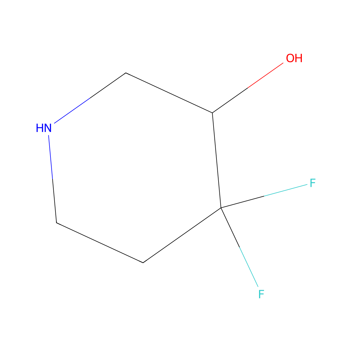 4,4-Difluoropiperidin-3-ol molecular structure, CAS 1187087-19-9