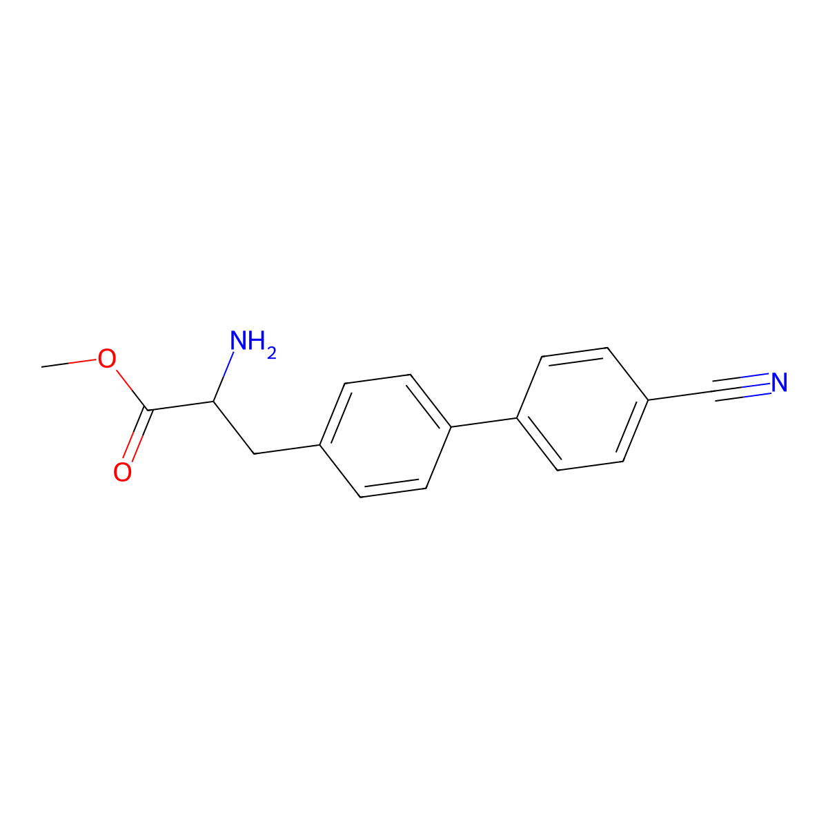 Methyl (s)-2-amino-3-(4'-cyano-[1,1'-biphenyl]-4-yl)propanoate molecular structure, CAS 1187090-65-8