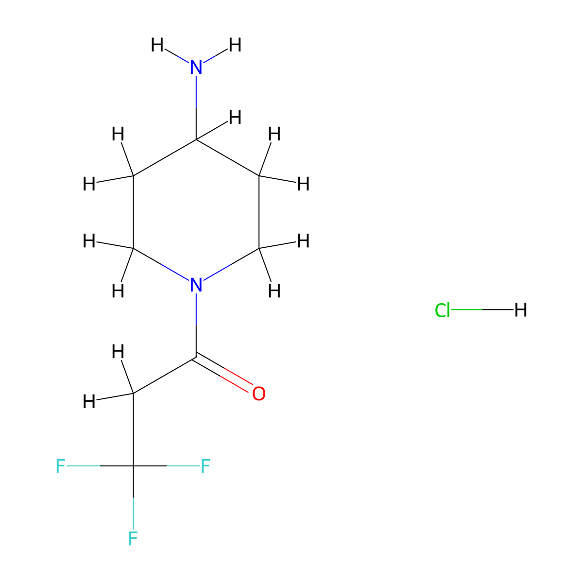 1-(4-Aminopiperidin-1-yl)-3,3,3-trifluoropropan-1-one hydrochloride molecular structure, CAS 1187160-03-7