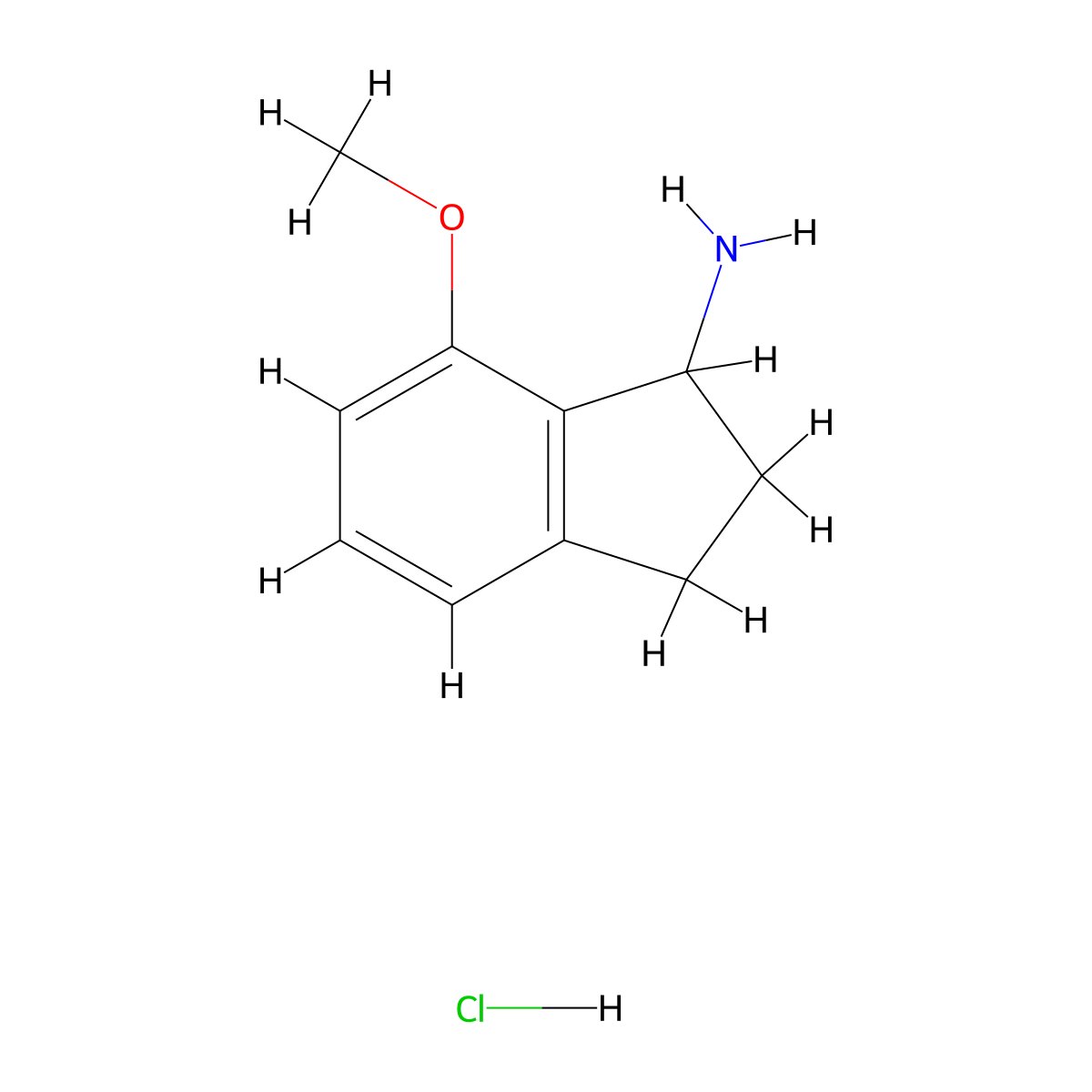 7-Methoxy-2,3-dihydro-1H-inden-1-amine hydrochloride molecular structure, CAS 1187160-18-4