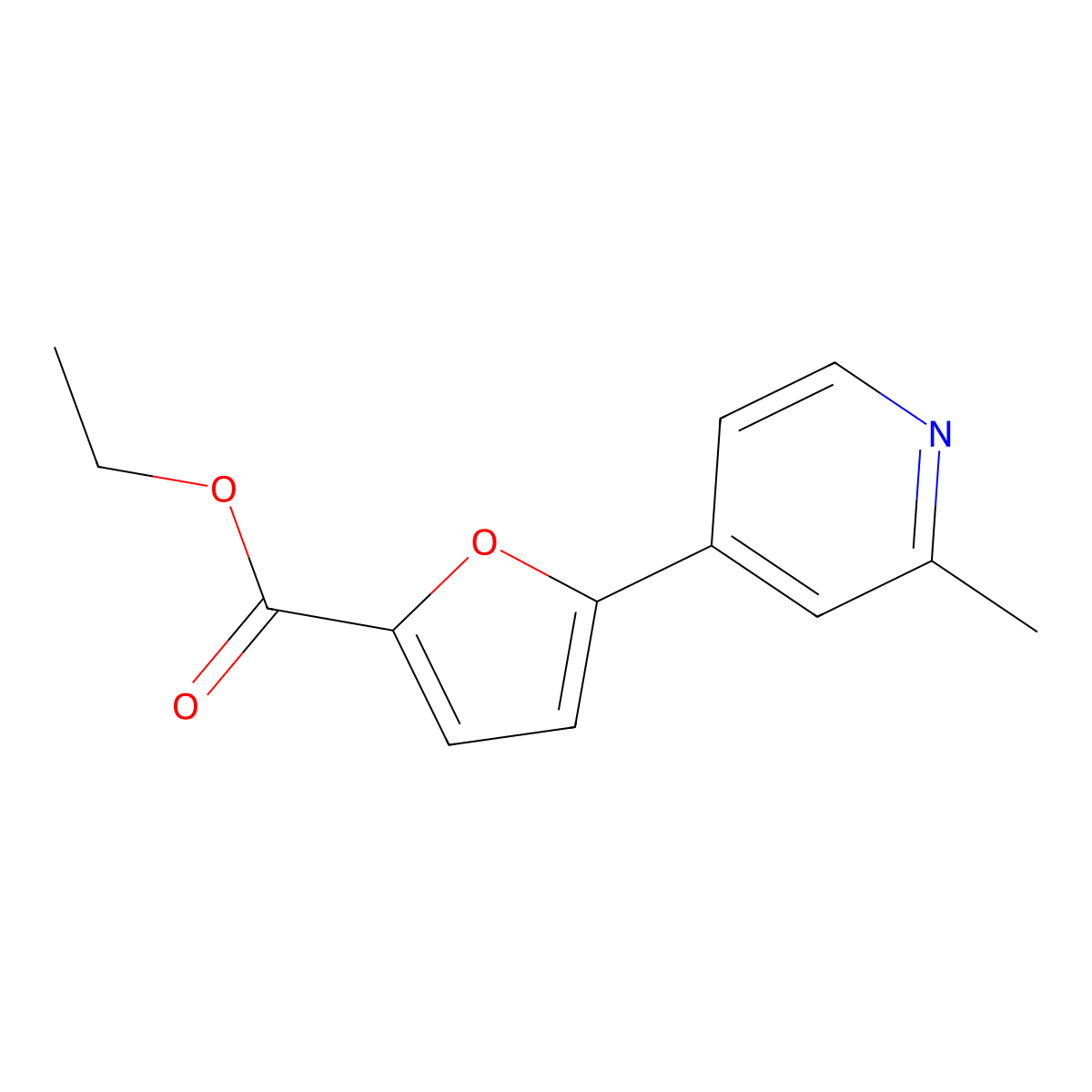 Ethyl 5-(2-Methyl-4-pyridyl)-2-furoate molecular structure, CAS 1187163-26-3