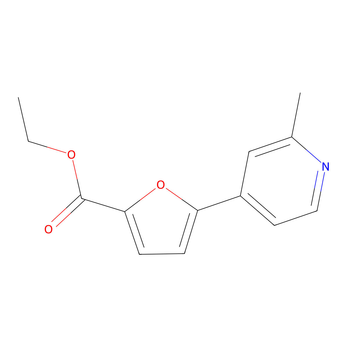 Ethyl 5-(2-Methyl-4-pyridyl)-2-furoate molecular structure, CAS 1187163-26-3