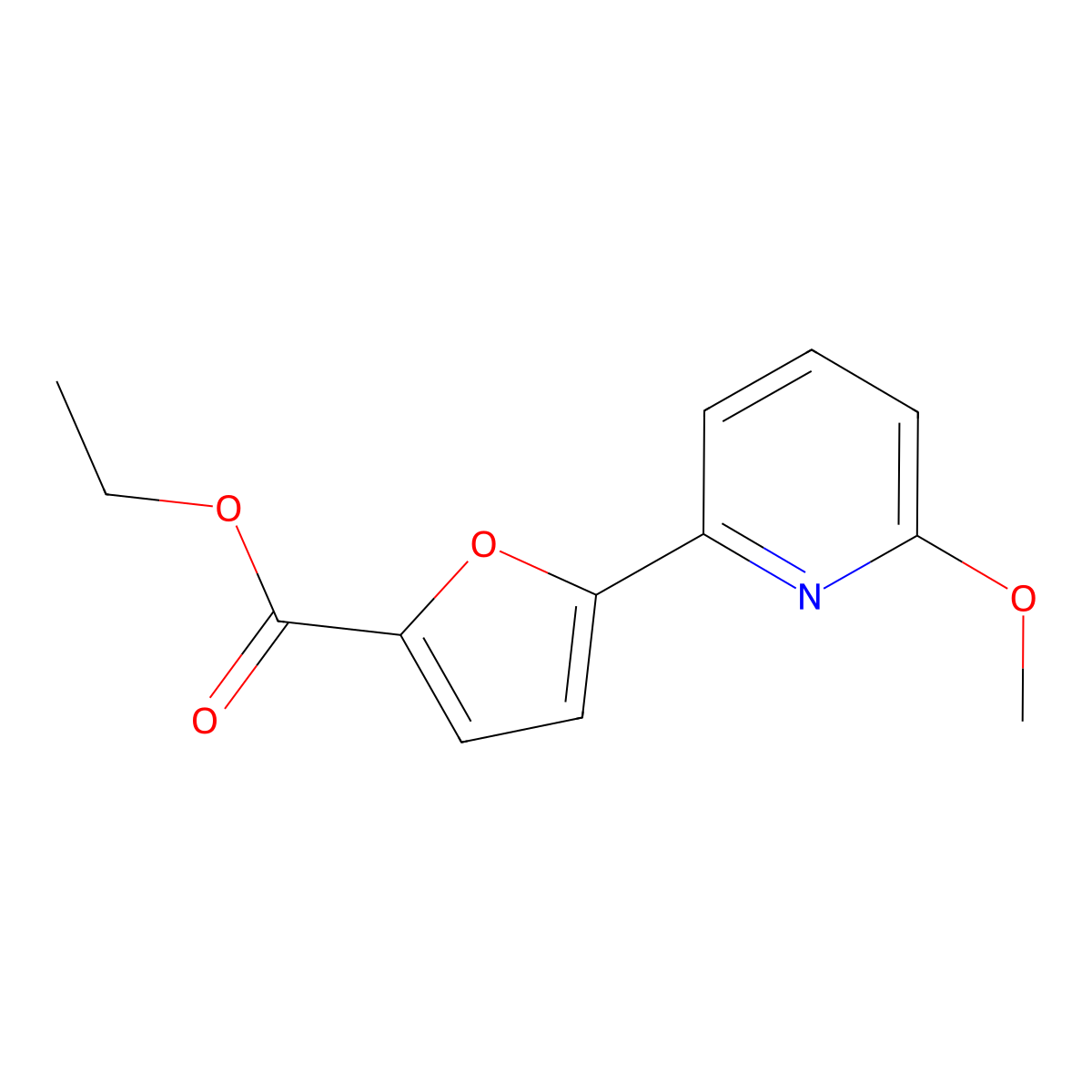 Ethyl 5-(6-Methoxy-2-pyridyl)-2-furoate molecular structure, CAS 1187163-38-7