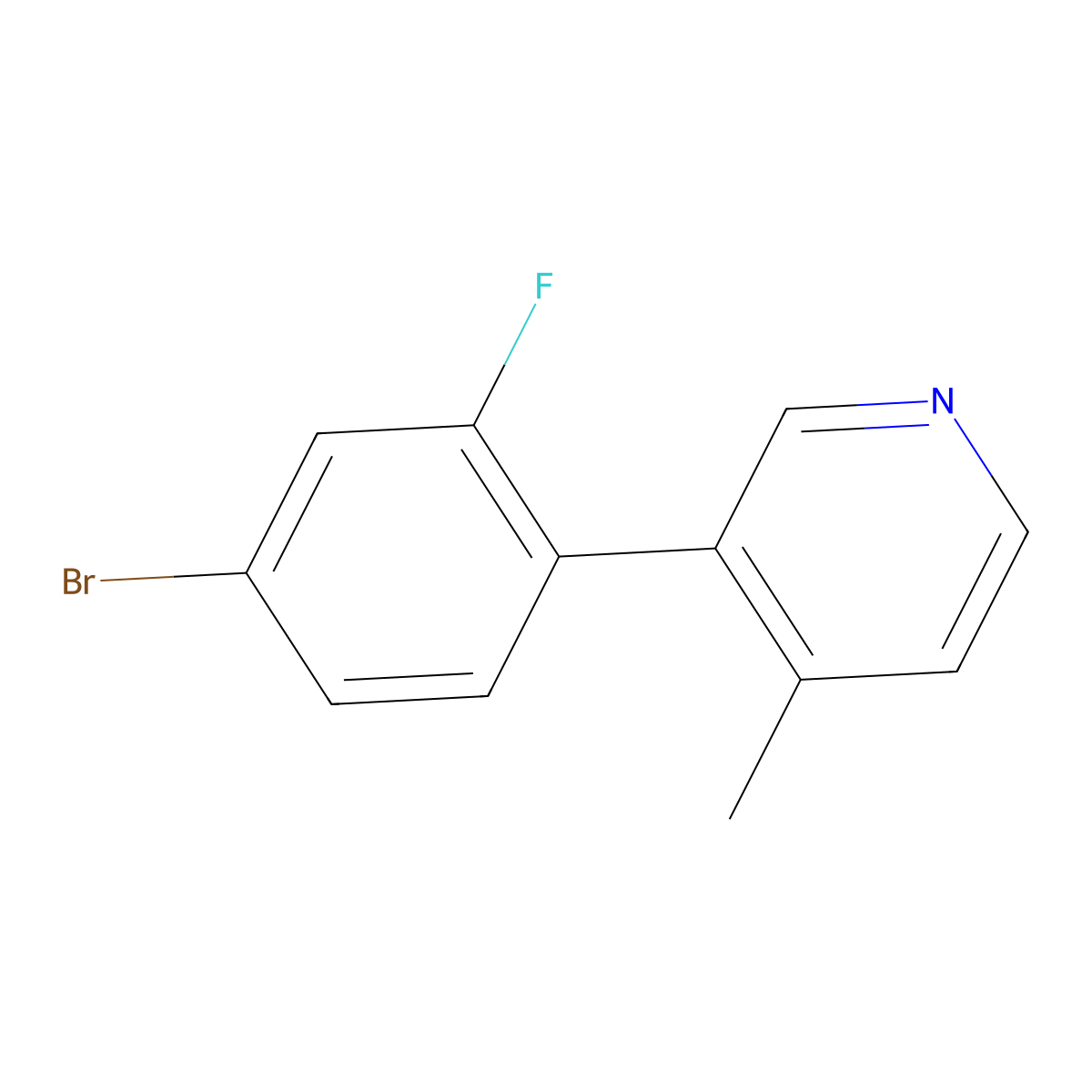 3-(4-Bromo-2-fluorophenyl)-4-methylpyridine molecular structure, CAS 1187163-43-4