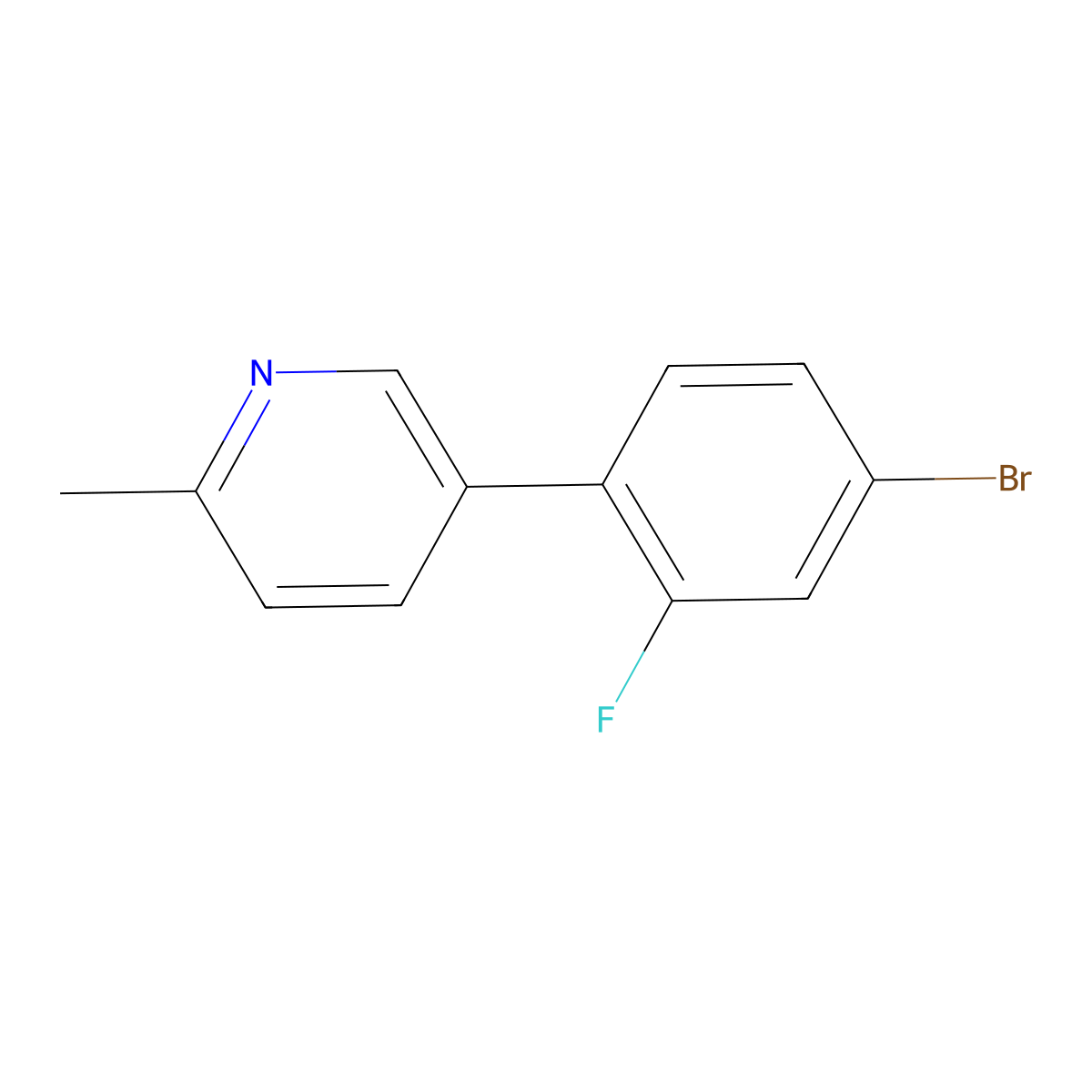 5-(4-Bromo-2-fluorophenyl)-2-methylpyridine molecular structure, CAS 1187163-44-5