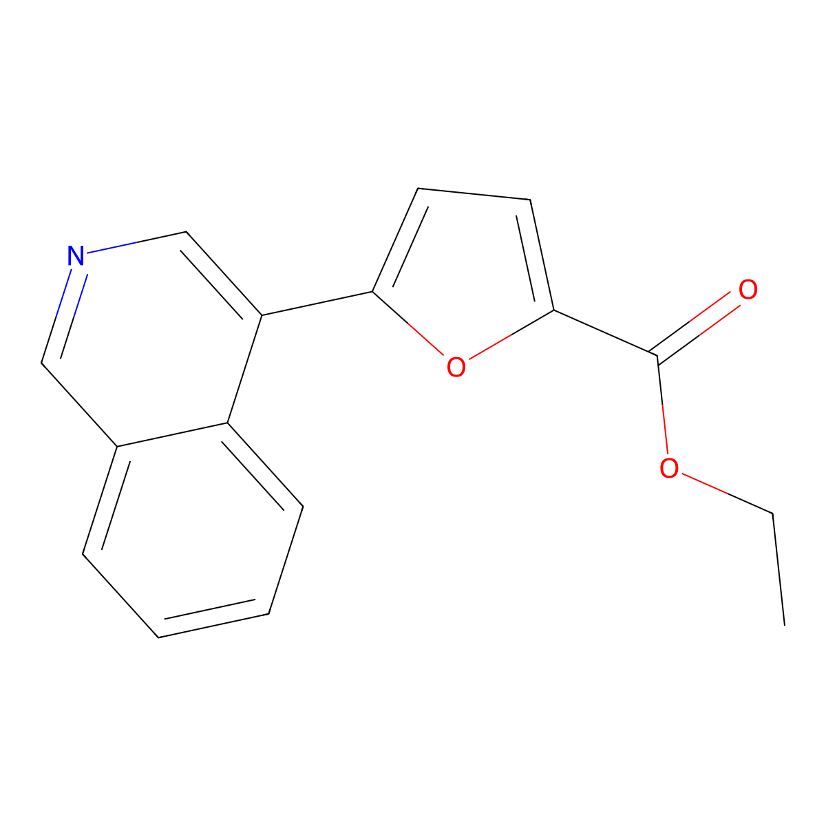 Ethyl 5-(4-isoquinolyl)-2-furoate molecular structure, CAS 1187163-50-3