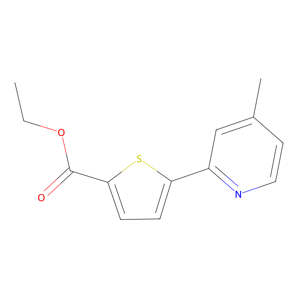 Ethyl 5-(4-Methylpyridin-2-yl)thiophene-2-carboxylate molecular structure, CAS 1187163-52-5