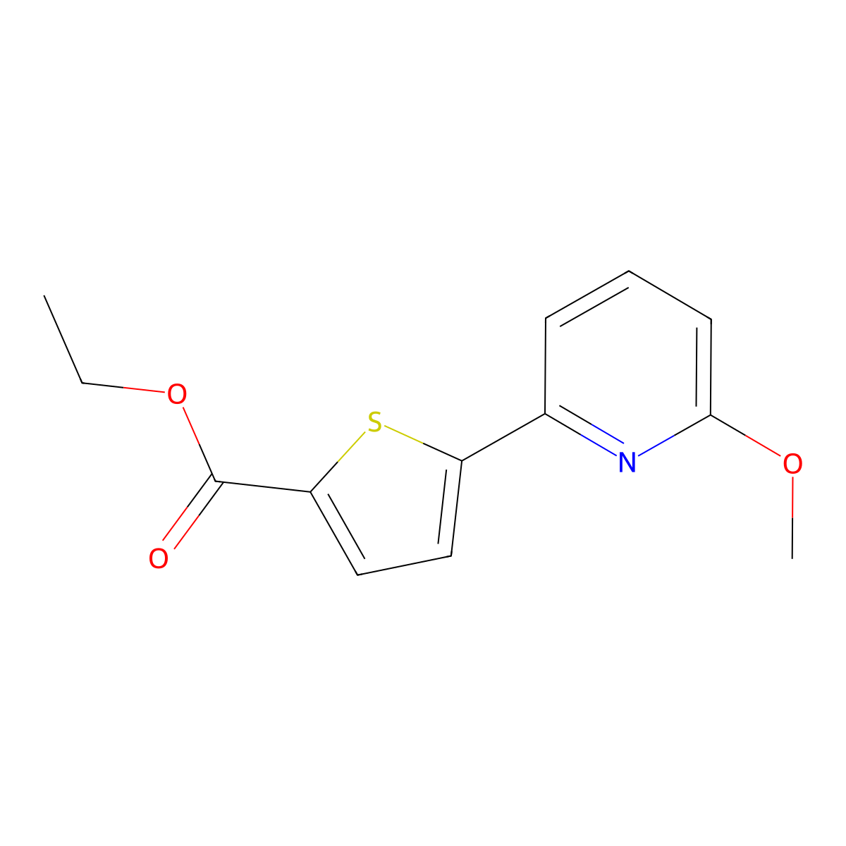 Ethyl 5-(6-Methoxypyridin-2-yl)thiophene-2-carboxylate molecular structure, CAS 1187163-54-7