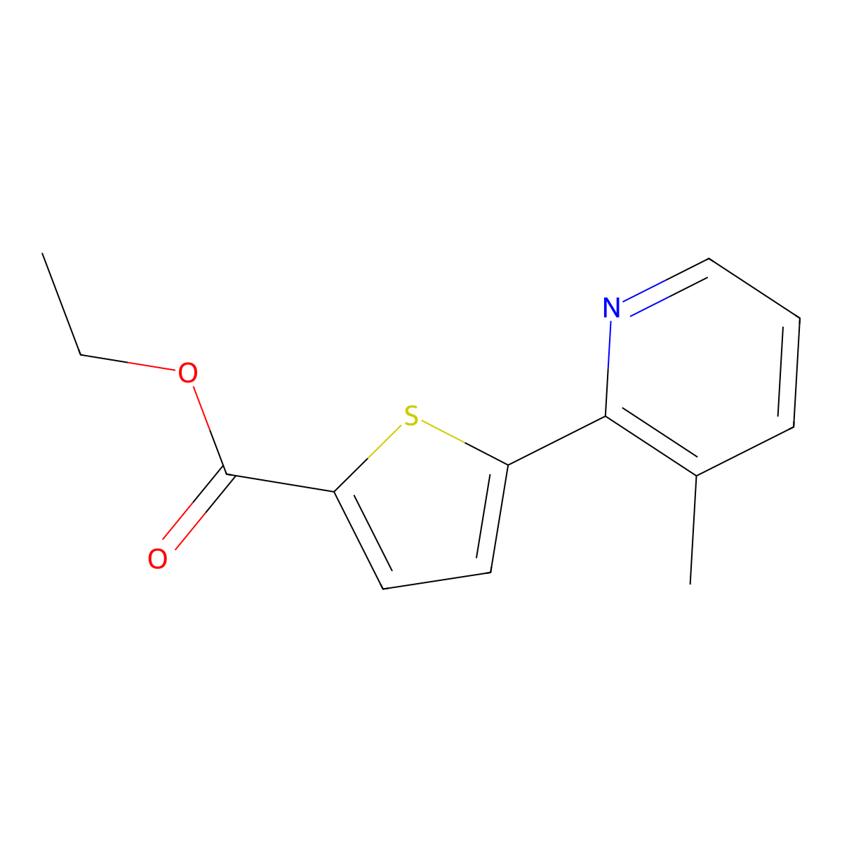 Ethyl 5-(3-Methylpyridin-2-yl)thiophene-2-carboxylate molecular structure, CAS 1187163-55-8