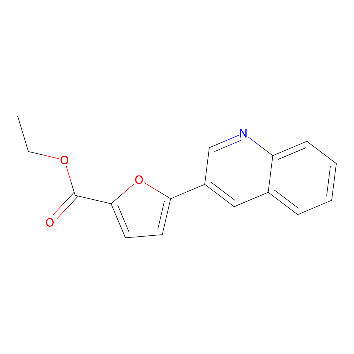 Ethyl 5-(3-quinolyl)-2-furoate molecular structure, CAS 1187163-56-9